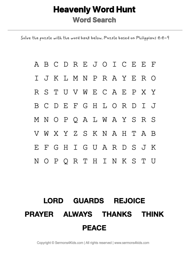 The Language of Peace word-search